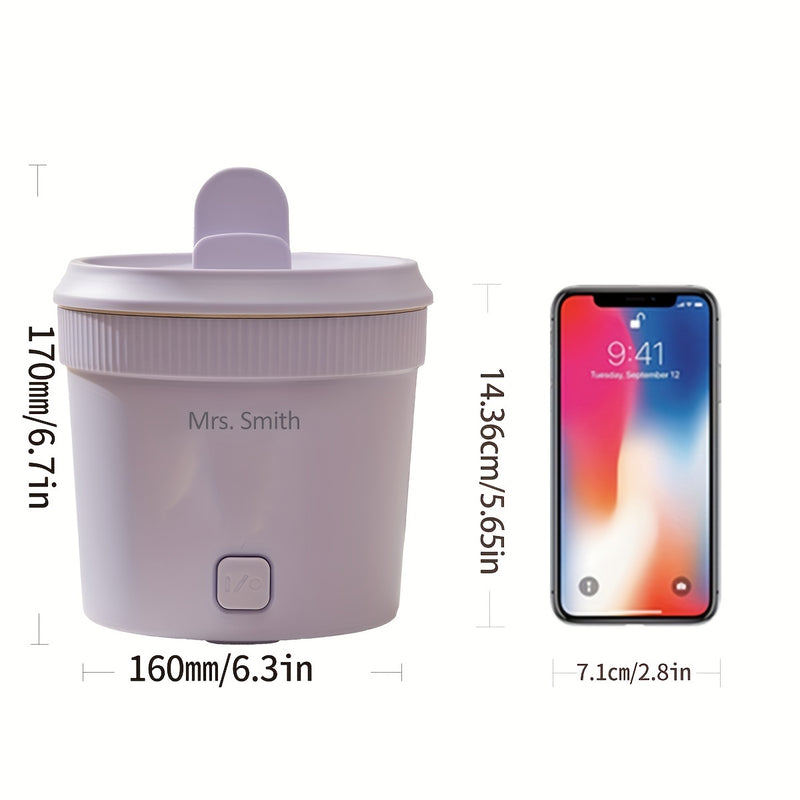MRSSMITH Sartén eléctrica multifunción de gran calibre de 6.3 pulgadas, olla para freír, hervir y lavar, arrocera eléctrica artesanal para dormitorio con antiadherente de 1L