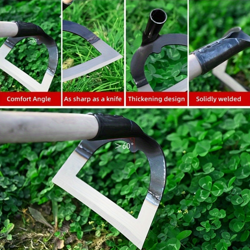 Paquete de 1 Azada de Jardín de Acero Manganeso Resistente - Herramienta Afilada y Antioxidante para Desmalezar y Cultivar con Mango Ergonómico, Ideal para Excavación, Aflojar Suelos y Eliminar Malezas - Perfecta para Jardineros Casuales y Paisajistas Pr