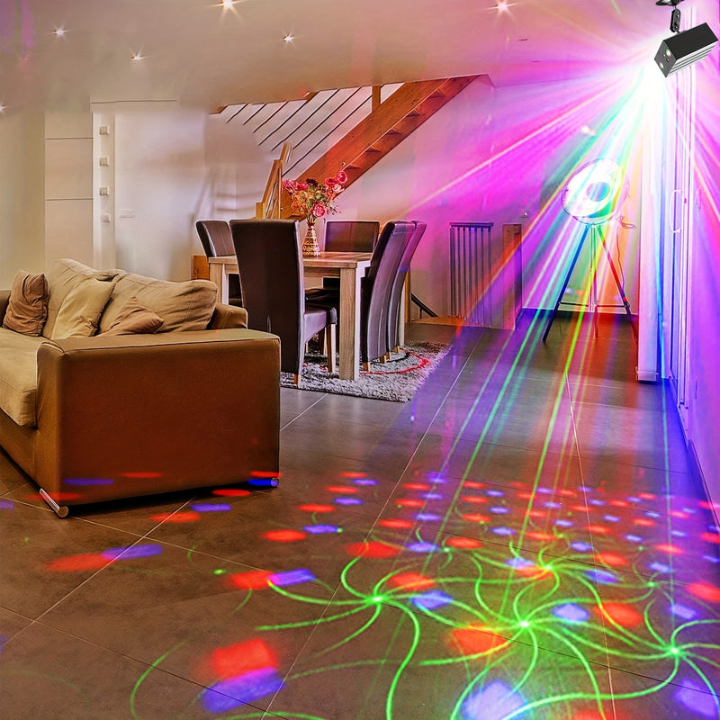 1pc luz láser cuadrada, luz de discoteca, luz de fiesta, luz de escenario, control por voz con control remoto, enchufe USB, para fiestas, bodas, cumpleaños, clubes, familias, kTv