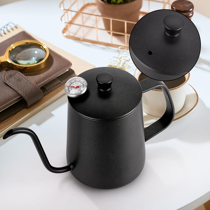 Tetera de acero inoxidable con pico de ganso para café y té - 350 ml, pico de vertido preciso para uso en el hogar y la cocina, ideal para acampar
