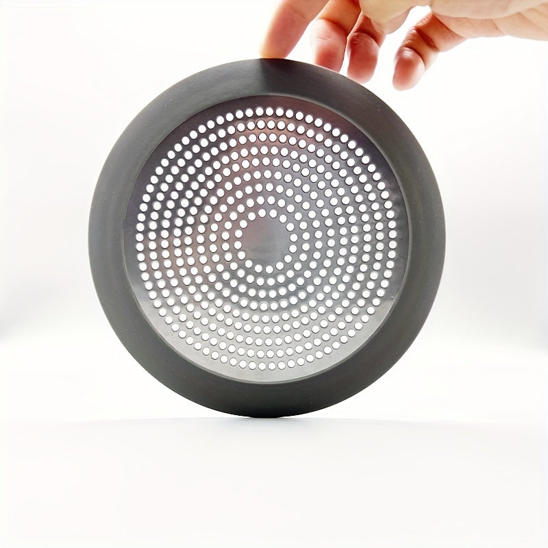 1 Pieza, Tapa De Desagüe De Acero Inoxidable, Colector De Pelo Con Forma Redonda Con Borde De Silicona, Para Bañera, Fregadero, Baño, Cocina