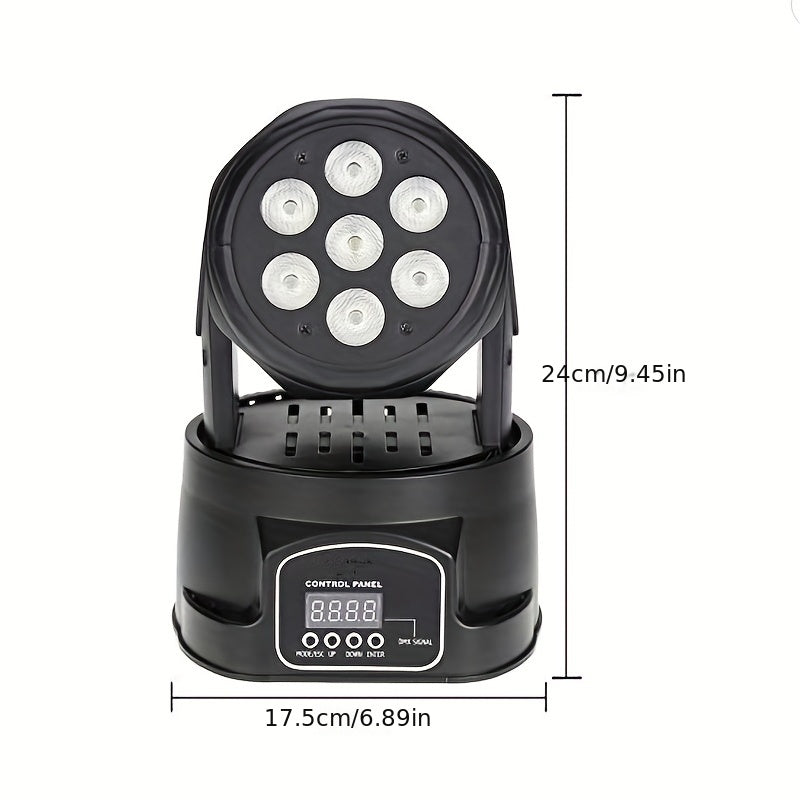 Luces de discoteca para DJ con cabezas móviles, 7 x 8W Mini Luces de escenario móviles RGBW, Spotlight activado por sonido DMX, Luces de haz. Adecuado para fiestas, clubes, conciertos, bodas, eventos en vivo, DJs, bares, actuaciones y espectáculos de luz