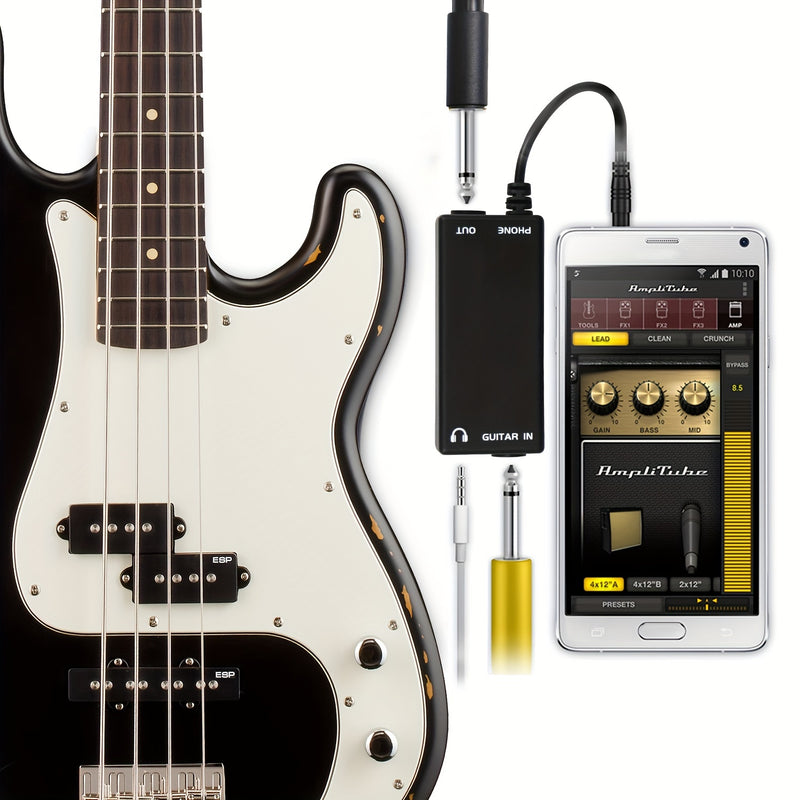 Cable convertidor para instrumentos musicales, conexión de guitarra, bajo, piano eléctrico, batería y altavoz a teléfono móvil, con efectos de grabación