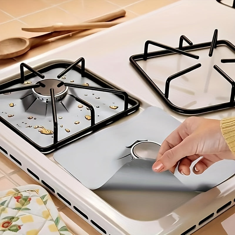 4pcs Cubiertas Premium Antiadherentes para Quemadores de Estufa - Doble Grosor, Resistentes al Calor y Reutilizables, Protectores de Cocina para una Limpieza Fácil