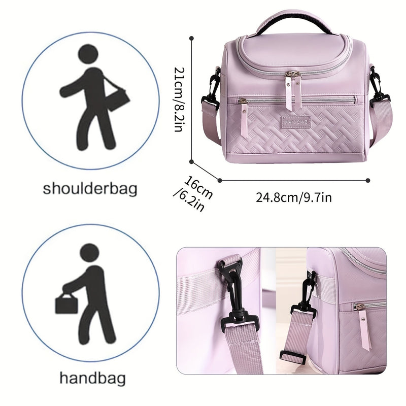 1 caja de almuerzo aislada CJORWYN para mujeres y hombres - Bolsa refrigerante de gran capacidad con correa de hombro ajustable, poliéster duradero, sin contacto con alimentos, ideal para oficina, escuela, picnic, camping, viajes, caja de almuerzo aislada