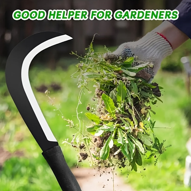 Cuchilla de hierro de acero de alta calidad para jardinería, poda y cortar leña - Cuchillo de hierro de acero de manganeso duradero con estructura, tratamiento de agua y fuego, ideal para acampar al aire libre, cortar césped y cosechar cultivos, herramie