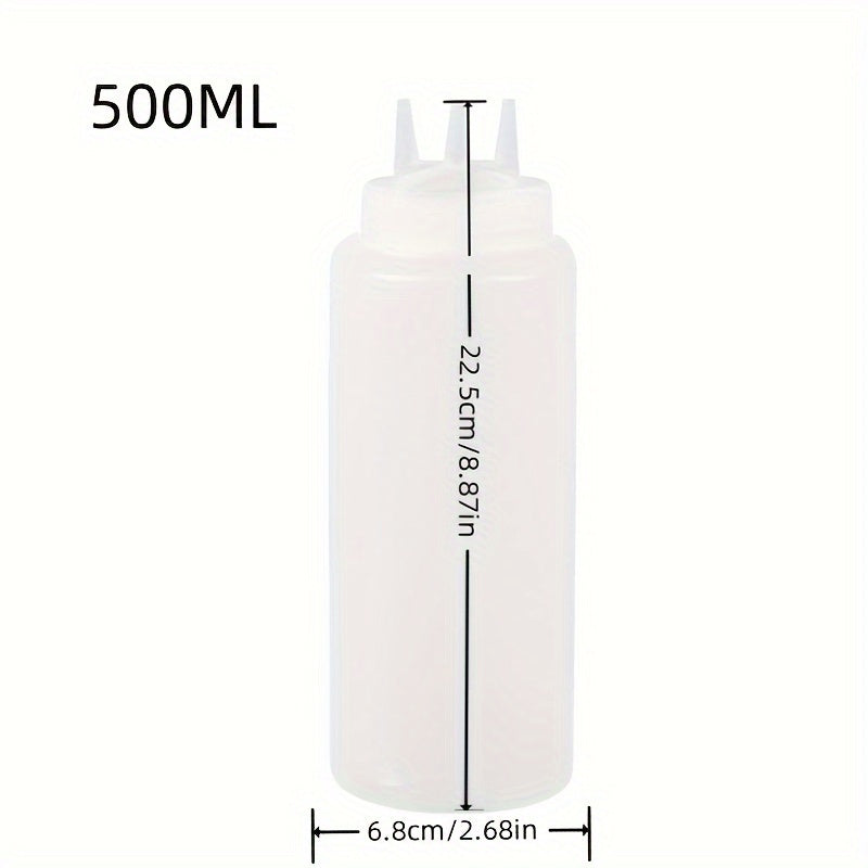 1 Unidad, Botella De Apretar Con Triple Orificio Para Salsas Y Ensaladas, Botella De Salsa De Apretar, Dispensador De Condimentos Multiusos, Vinagrera De Aceite Para Uso En La Cocina, Botella De Sazonador, Botella De Plástico De Boca Puntiaguda, Utensili