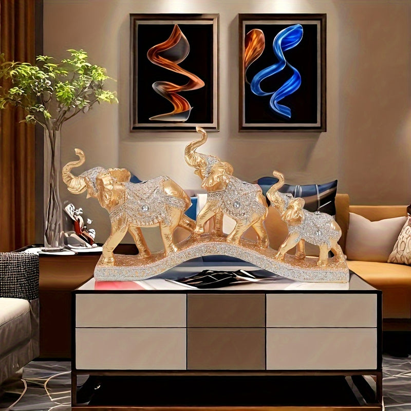 Juego de Tres Adornos Decorativos para Sala con Elefante, Soporte para TV y Barra Creativo para Entrada del Hogar