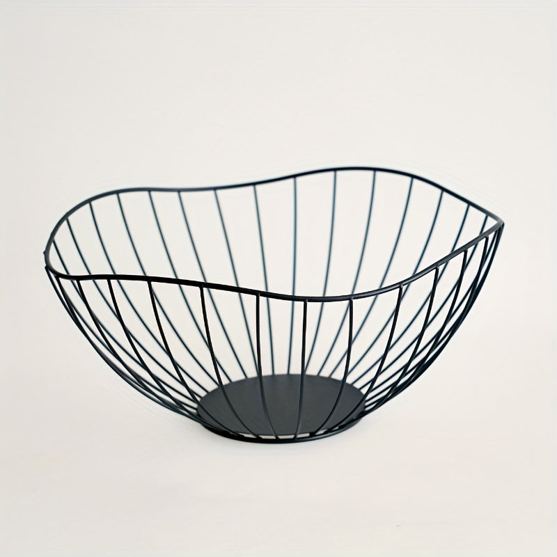 1pc Cesta de Frutas de Alambre Metálico Dorado – Resistente al Óxido, Diseño de Malla Creativa Antigoteo para Decoración de Cocina y Sala de Estar, Ideal para Almacenar Frutas