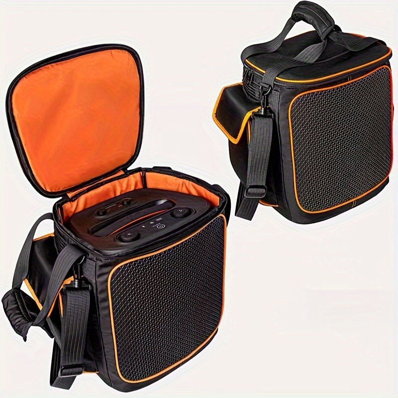 Estuche portátil para altavoces Partybox Encore 2 - EVA impermeable y resistente a los golpes, correa ajustable para hombros ligera para camping y festivales de música, negro con detalles naranjas, altavoces portátiles, equipo de audio al aire libre, acc
