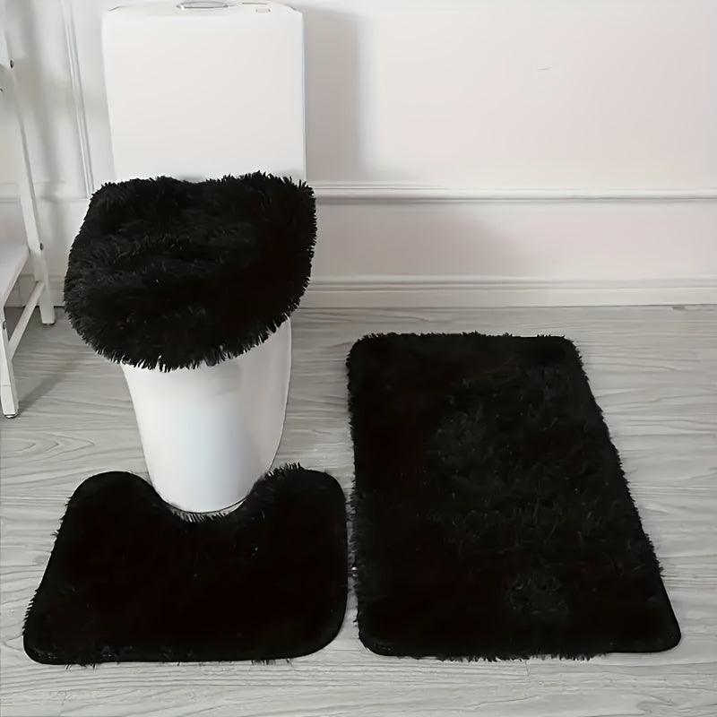 Conjunto de 3 Alfombras Suaves y Acolchadas para Interiores, Alfombra de Lujo Moderna, Absorbente, Antideslizante y Adecuada para Baño, Decoración del Hogar, Tapetes