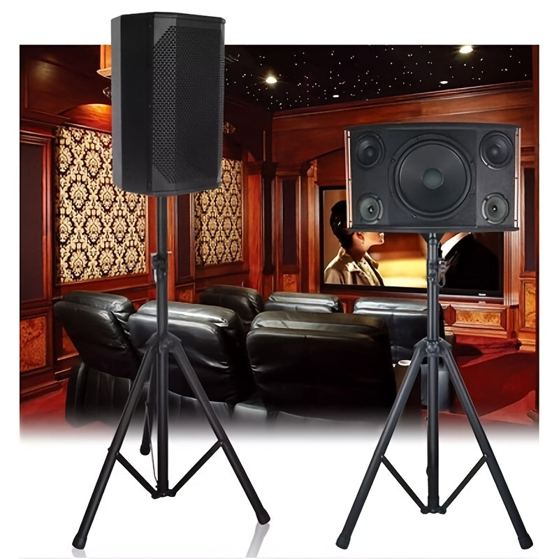 Soporte profesional para altavoces con base de pie y porta tarjetas de metal