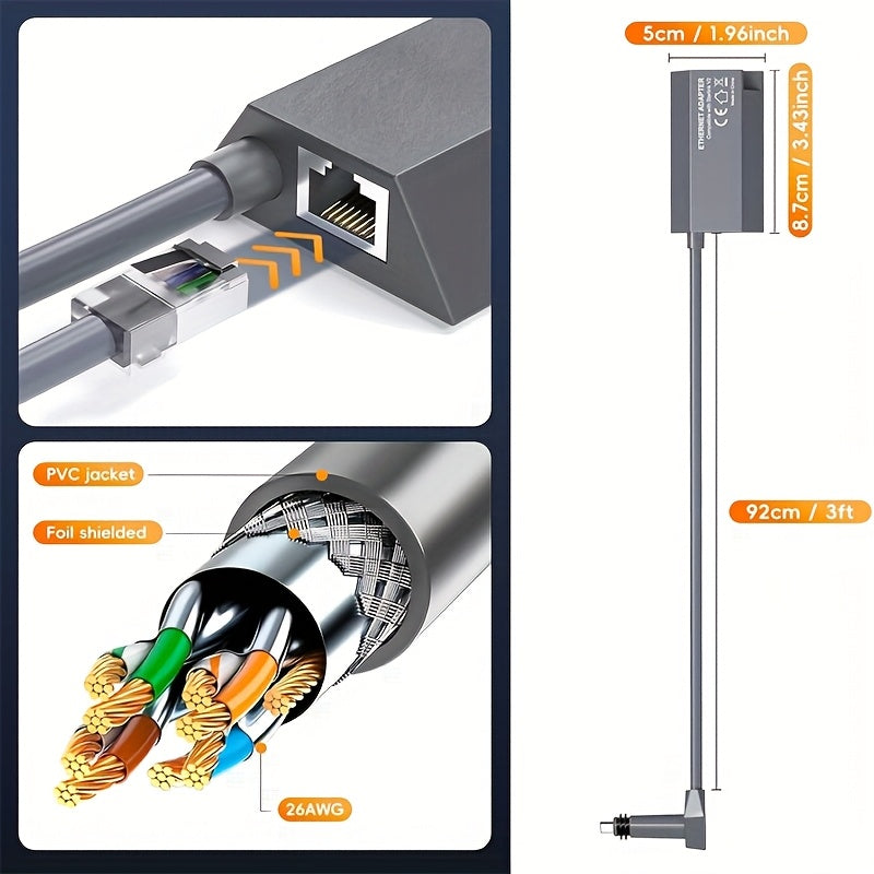 Adaptador Ethernet Starlink Gen 2, 1200 Mbps - Adaptador de red Gigabit RJ45 con alimentación USB, compatible con SmartThings y Alexa, conexión Plug & Play para enrutador externo Starlink V2 y V1, accesorio tecnológico moderno, conexión de alta velocidad