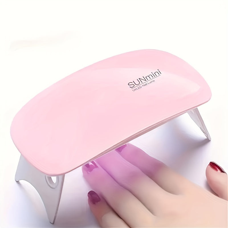 1 Lámpara LED Portátil para Uñas - Diseño Mini Ratón, 6 LEDs, Plegable y Ligera con Alimentación USB, Luz Compacta para Manicura de Manos y Pies
