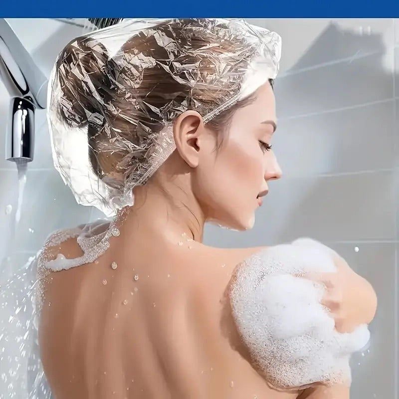 100pcs Gorros de Ducha de Plástico Transparente - Gorras de Baño Desechables de Alta Calidad para Protección del Cabello Durante la Ducha, Baño y Uso en Salones - Accesorios Higiénicos para el Baño (Paquete de 100), Accesorios de Ducha, Gorro Transparent