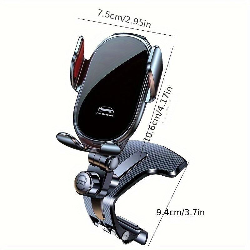 Soporte para Teléfono de Coche Plateado Premium - Montaje en el Tablero, Rotación Multiángulo, Sujeción Fuerte, Compatible con Varios Modelos, Operación Fácil con Una Mano, Seguro para el Dispositivo e Interior, Ideal para Todos los Conductores