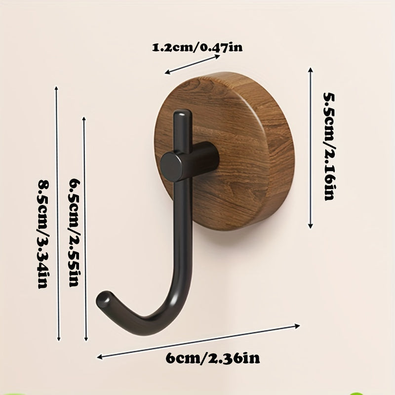 Gancho de Madera Maciza de Fácil Instalación para Puerta - Sin Taladro, Adhesivo Fuerte para Colgar Ropa y Toallas