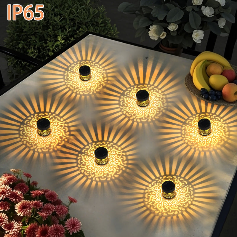 2-Pack Luces Solares para Valla con Diseño de Corte, Iluminación LED Solar para Jardín y Patio Exterior