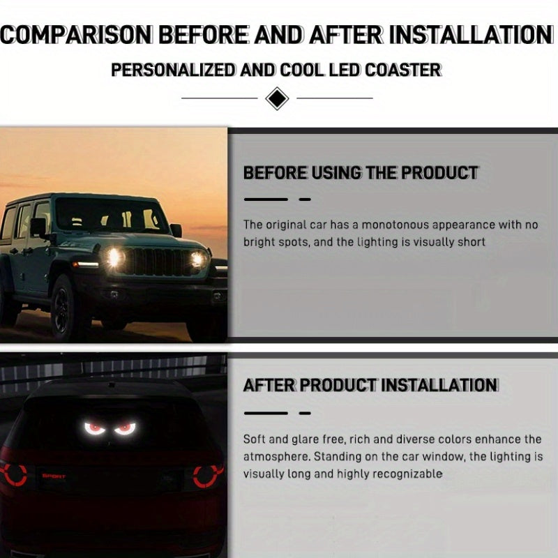 Conjunto de Luces Expresivas para Coche con Ojos del Diablo en LED, Lámparas Decorativas para Camiones y Autos con Conexión USB
