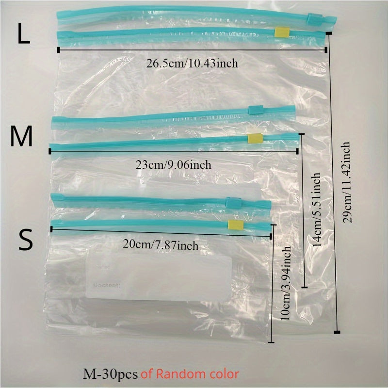 30 Bolsas de Congelador Reutilizables Transparentes, Impermeables y de Material PET, Esenciales para Organización en la Cocina, Fundas Herméticas para Frutas, Granos, Verduras y Carnes