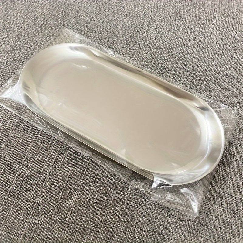1pc bandeja de esterilización ovalada de acero inoxidable, sin formaldehído, para herramientas de tatuaje y arte de uñas, paleta de almacenamiento de escritorio en casa para accesorios de arte de uñas