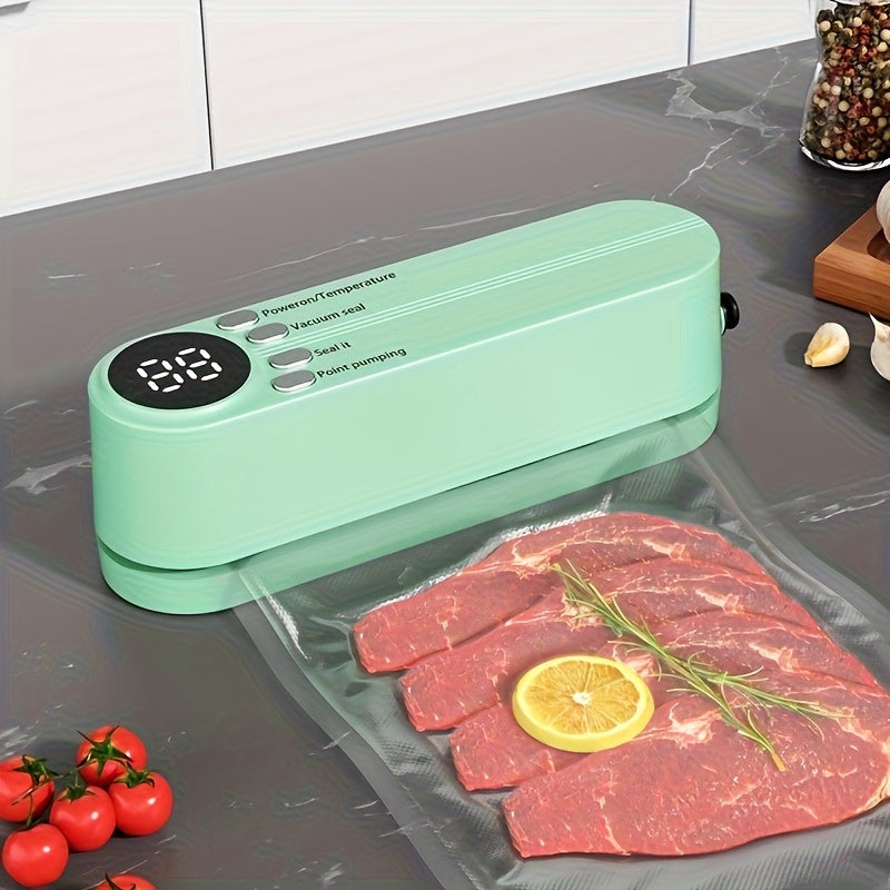 1pc Máquina Selladora Automática de Alimentos con Sello al Vacío, Sellador Portátil USB con Operación de Un Toque, Diseño Compacto para Frescura - Ideal para Preparación de Comidas, Camping, Cocina y Congelador - Compatible con Carne, Verduras, Snacks, P