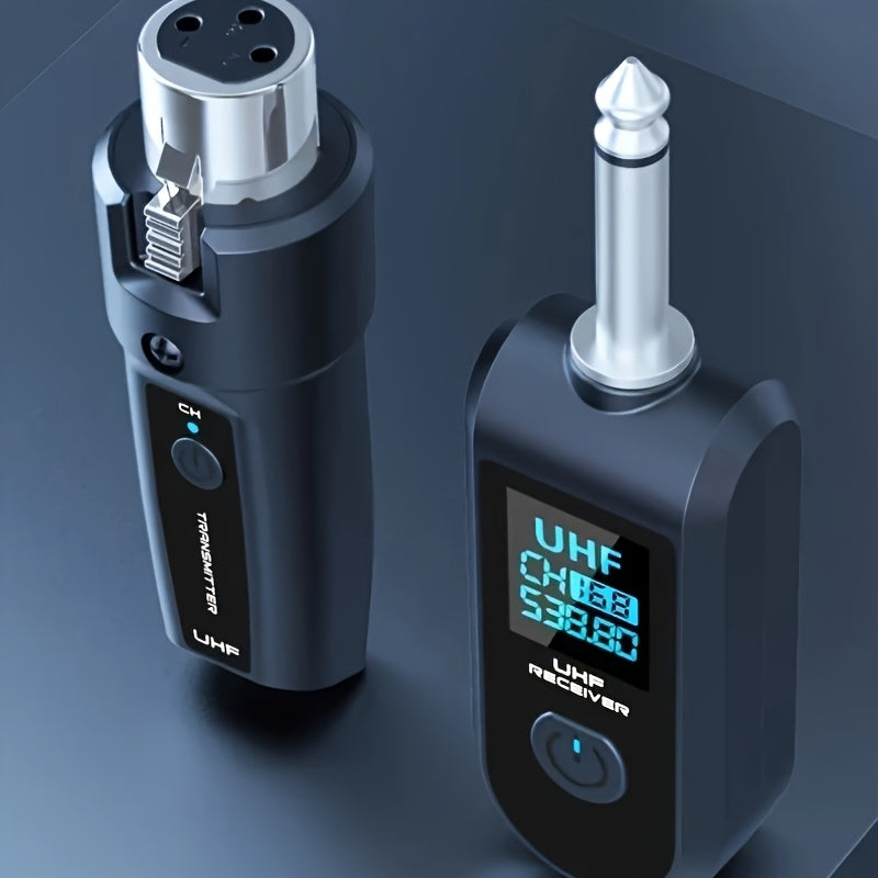 Sistema de adaptador de micrófono inalámbrico a XLR con carga USB-C, pantalla digital de 2,4 GHz - Ideal para mezcla de audio de guitarra, micrófono inalámbrico recargable