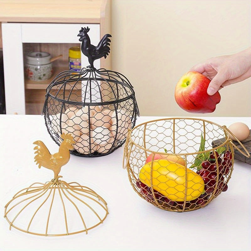 Canasta para huevos, canasta de frutas, bocadillos de nueces, cesta de almacenamiento de hierro, adornos artesanales, cestas para estanterías