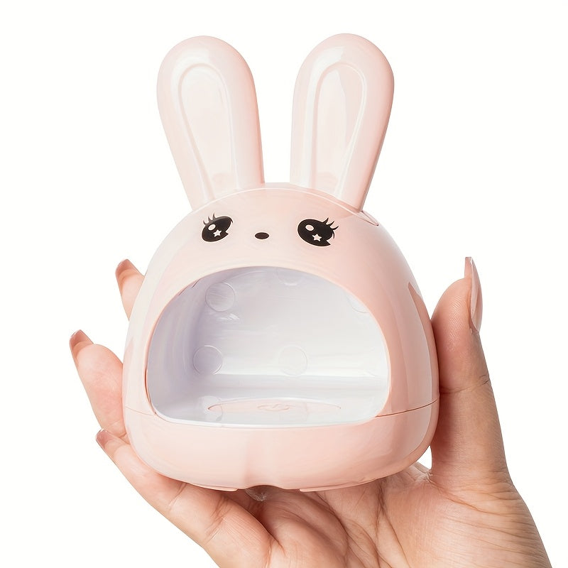 Linterna LED Mini LINGCHIHAO 24W para Uñas de Gel - Portátil y Rápida Secado con Diseño de Conejito, Luz Compacta USB para Manicura y Pedicura, Rosa/Blanco