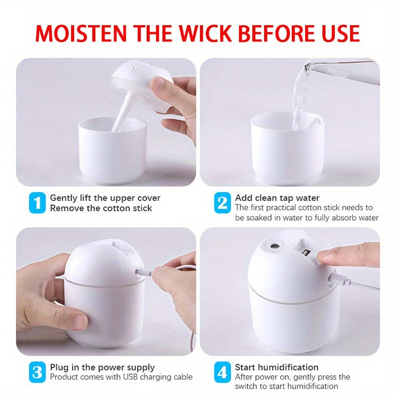 1pc Humidificador y Difusor de Aromas con USB - Luz Nocturna Portátil de Niebla Fría con LED Cambiante, Purificador de Aire para Hogar, Coche, Dormitorio - Diseño de Plástico Duradero, Regalo del Día de San Valentín, Humidificador de Olores, Construcción