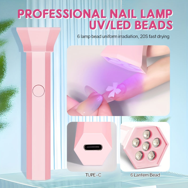 Lámpara de uñas LED portátil miniatura, lámpara de curado de esmalte de uñas USB recargable, máquina de manicura rápida, herramienta de arte de uñas