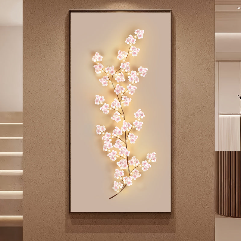 1 pieza de guirnalda de flores de cerezo iluminada con 100 luces de hadas, 1,8 m/5,9 pies - Decoración de pared floral rosa para bodas, fiestas y exhibición durante todo el año, material inodoro y resistente al clima, decoración interior | Guirnalda deco