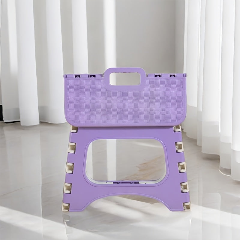 Silla plegable de plástico linda y pequeña, ideal para cambiar zapatos, asiento de sala de estar, reforzada, plegable, silla portátil, con fácil manejo para uso en interiores.
