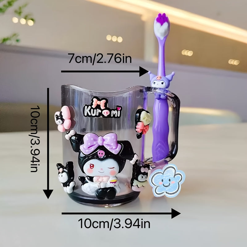 1 pieza/2 piezas de juego de baño Sanrio, taza para enjuague bucal y cepillo dental de Kulomi y Melody, material PP duradero, unisex, ideal para hogar y residencias estudiantiles