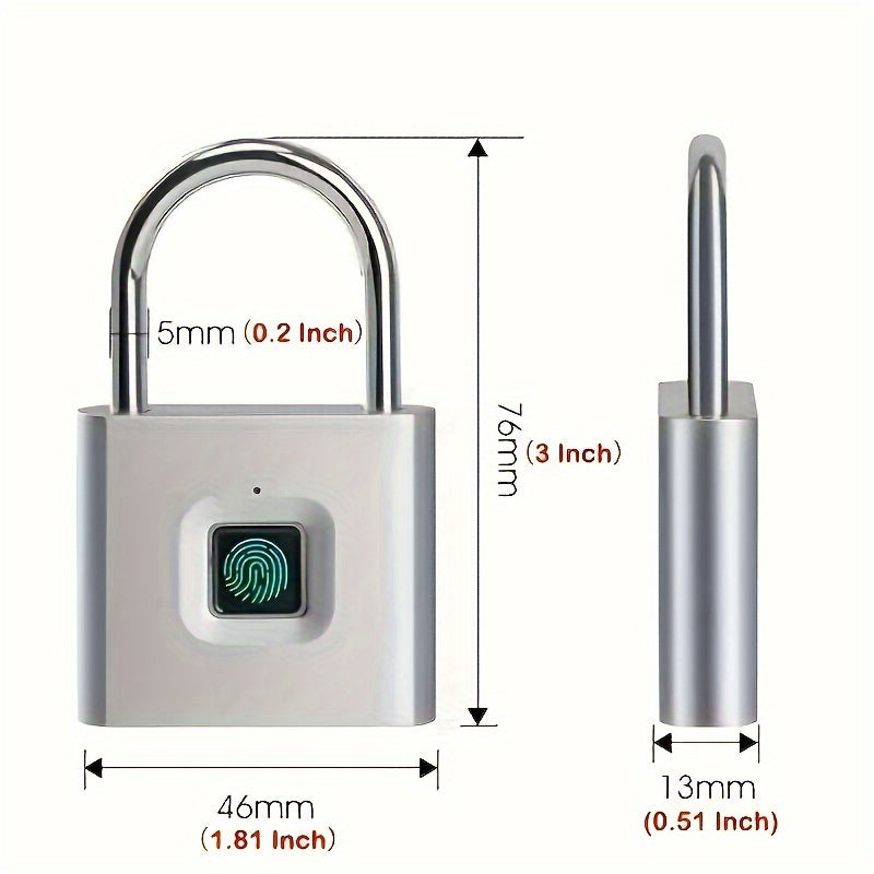 Candado inteligente portátil con huella digital, carga USB, resistente al óxido, solución antirrobo sin llave para equipaje y maletas