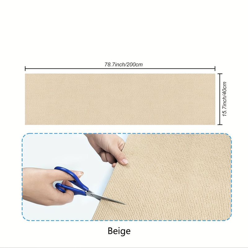 Alfombrilla Rascadora para Gatos Extra Larga 78.7"x15.8" - Duradera, Lavable y Antideslizante de Poliéster para Árboles y Postes de Gatos, Protector Ideal para Sofá - A rayas/Sólido Gris, Fácil de Recortar y Aplicar Autoadhesiva, Protector de Sofá para G