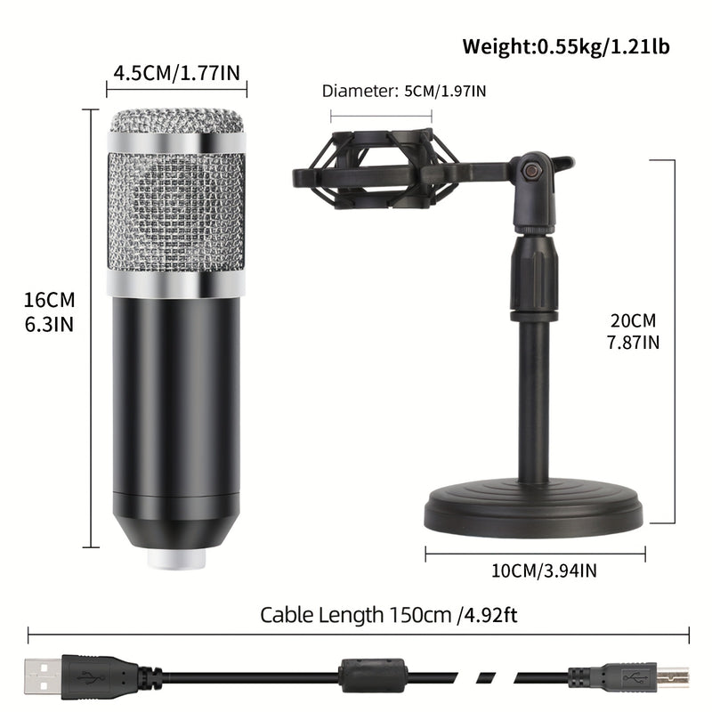 DEPUSHENG Micrófono USB Condensador para PC, Kit de Microfonía para Gaming, Podcast y Reuniones