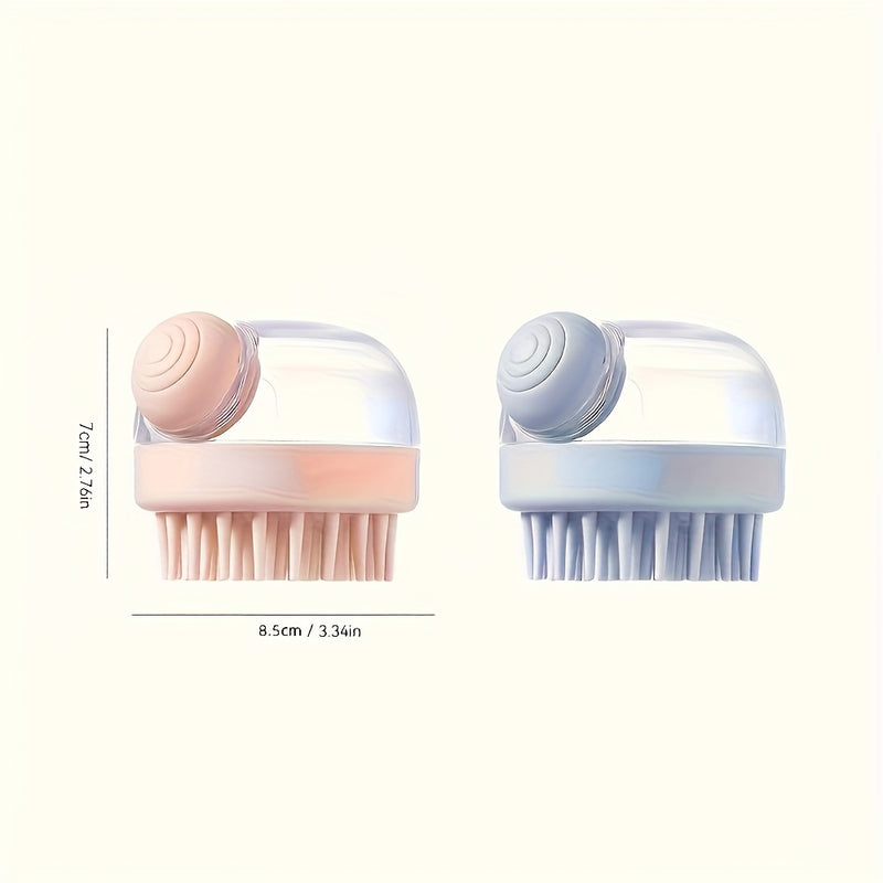 Cepillo de champú multifuncional con dispensador de líquido, 1 unidad/2 unidades, masajeador de cuero cabelludo de silicona para ducha, limpieza y masaje suave para el cabello, accesorios de baño sin fragancia, peineta, cepillo, baño de mascotas, recolec