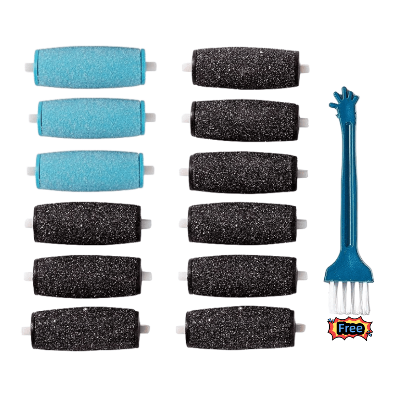 Conjunto de 12 Rollos de Reemplazo para Lima Eléctrica de Pies Extragrosa - Frotación Ultrafina para Pies Suaves y Lisos - Compatibles con Pedicura y Removedor de Callos - Superficie Abrasiva en Verde Azulado y - Diseño Lavable y Duradero, Esenciales par