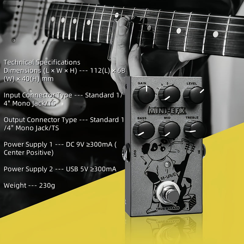 Pedal de Efectos M-VAVE MINI-EFX 9 en 1 con True Bypass, Control Remoto y Alimentación USB - 9 Opciones de Sonido, Pedal Digital Compacto para Guitarras Eléctricas, Bajo, Estilos Musicales Variados, Diseño Artístico Único, Construcción Metálica Duradera