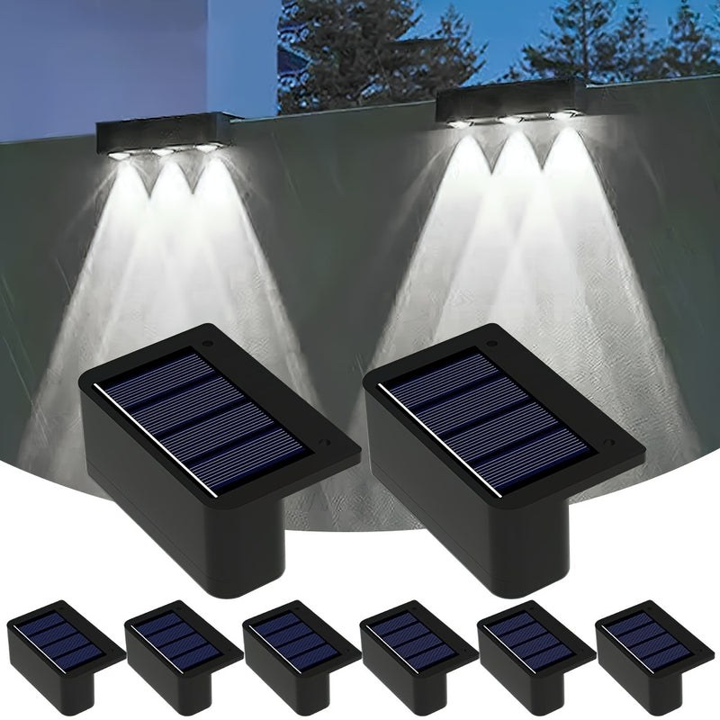 4/8pcs Luces Solares para Escalones con 3 LED - Encendido/Apagado Automático y Modos de Doble Deteción, Iluminación de Pared Eficiente en Energía con Acentos de Cristal, Seguras para Personas Mayores, Ideales para Piscinas, Airbnb y Entradas (Incluye Her
