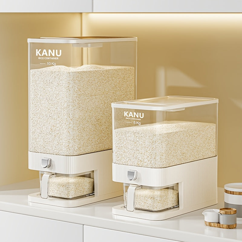 Envase hermético para alimentos de gran capacidad, dispensador de arroz con taza medidora, tarro sellado de 11.34 kg, cubeta para arroz con presión, hermético y resistente a la humedad, contenedor doméstico para arroz, harina y granos varios, plástico