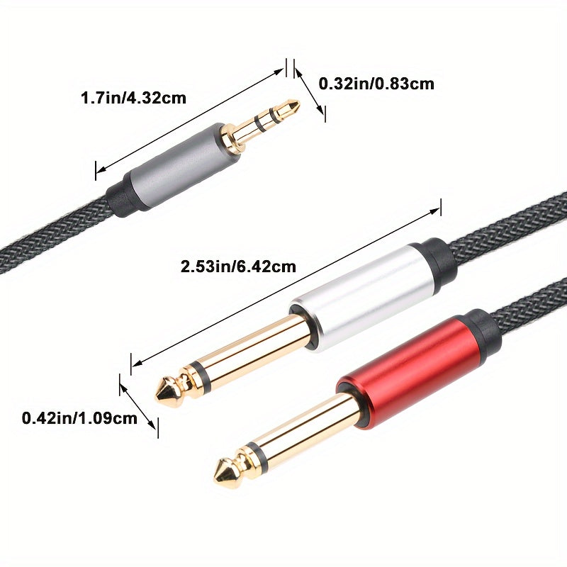 Cable de audio de 3.5 mm a 2 cables de audio de 6.35 mm, cable de audio macho mono de 3.5 mm a doble de 6.35 mm, cable de audio de 3.5 mm de cobre libre de oxígeno, cable de audio divisor Y de 3.5 mm a 6.5 mm. Eid Al-Adha Mubarak