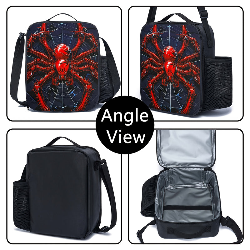 Bolsa de Almuerzo Araña, Tote Aislada para Trabajo, Viajes y Picnics, No Contacto con Comida, Vuelta al Colegio