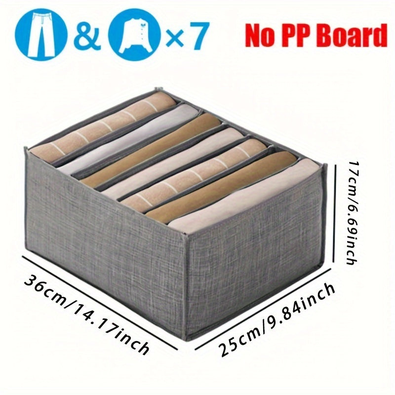 Organizador de Ropa Plegable que Ahorra Espacio con 7/9 Compartimentos - Caja de Almacenamiento de Lona Duradera para Pantalones, Jeans y Suéteres - Ventana de Malla Transparente para Acceso Fácil