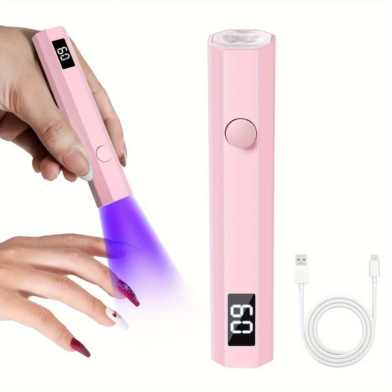 1pc Lámpara de Uñas Portátil con Pantalla LED - Secador de Uñas Recargable USB, Luz Relajante para Uñas y Pies, Diseño Duradero en Plástico, Sin Fragancia, Herramienta Ergonómica para Manicura en Casa, Batería Integrada, Compacto, Ideal para Profesionale