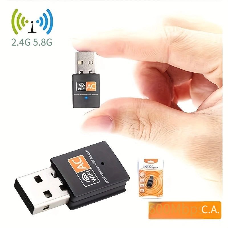 Adaptador de red WiFi de doble banda 2.4G y 5.8G Trolinktek, 600Mbps de alta velocidad, alimentado por USB, compatible con Windows/Mac, chip 8811, control por aplicación, compatible con SmartThings, accesorio de red inalámbrica | Diseño compacto y elegan