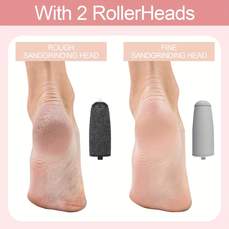 Removedor de Pies Eléctrico Recargable USB LQT - Exfoliador Portátil Inalámbrico con Batería de 300mAh, Herramienta Sin Aroma para el Cuidado de los Pies sin Dolor para Uso en Casa, Rosa Brillante/Blanco, Diseño Elegante, Acabado Suave, Para Aficionados