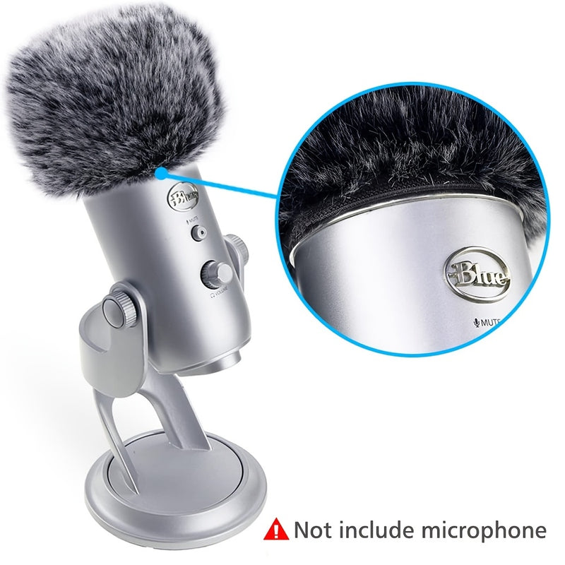 Funda para Micrófono Xuanfengxia Snow Monster Blue Yeti Pro - Lana de Peluche, Esponja a Prueba de Viento y Rocío, Diseño de Bola de Pelo Gris Suave para Reducción de Ruido y Protección contra Rocío, Equipo de Estudio | Funda de Micrófono de Peluche | Fu