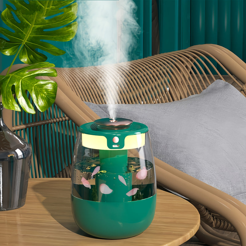 Humidificador portátil ultrasilencioso con luz nocturna, gran capacidad, alimentación por USB, protección de apagado automático, ideal para dormitorio, oficina y hogar, alivia el aire seco, regalo perfecto para Navidad, Año Nuevo o cualquier ocasión